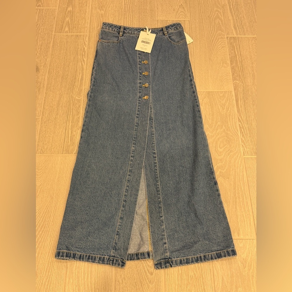 RONNY KOBO Makena Skirt Indigo Wash Denim Button Fly 100% Cotton Size Small NWT - Picture 3 of 5